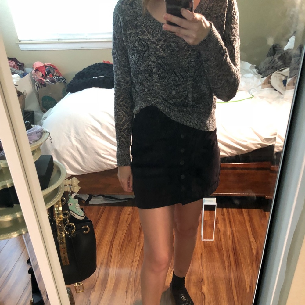 Grey and Black Holey Knit Sweater